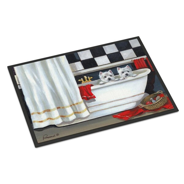 Carolines Treasures 24 x 36 in. Westie Pour Le Bain Bathtime Indoor or Outdoor Mat PPP3281JMAT - main